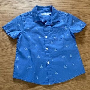 NWOT Mayoral blue sailboat short sleeve button up